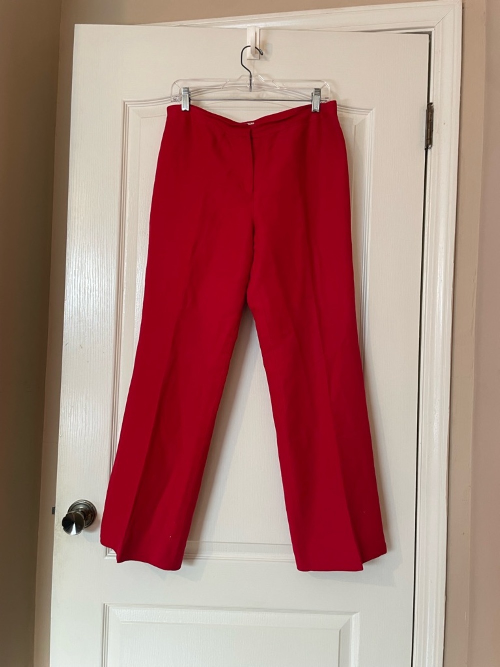 Tahari ASL Red Dress Linen Pants Women’s Size 10 Straight Leg Lined Career - Picture 6 of 7